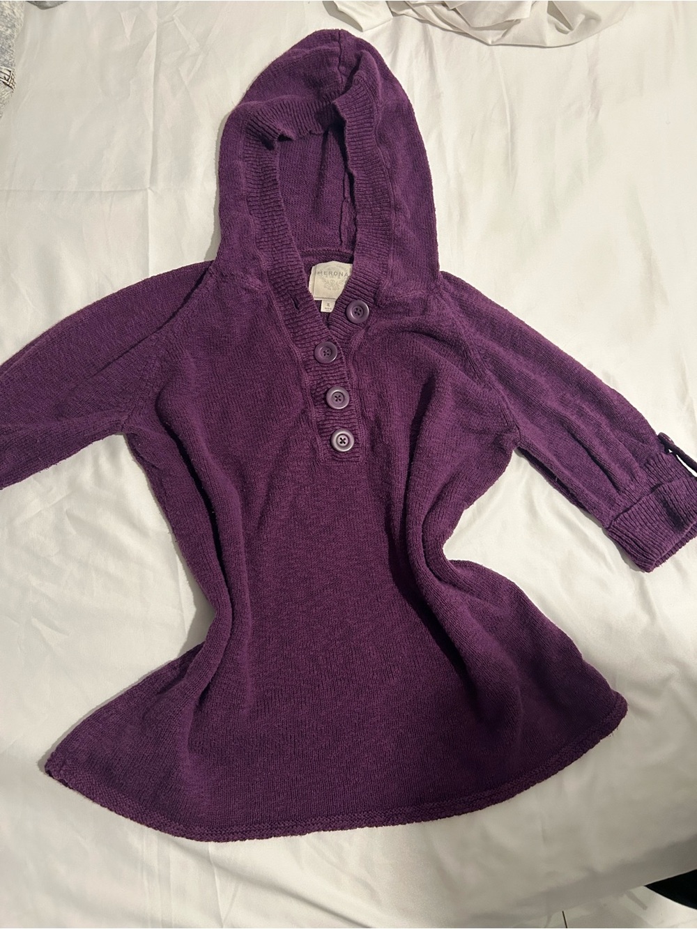 Cozy 3/4 Y2K Hooded Sweater - Purple